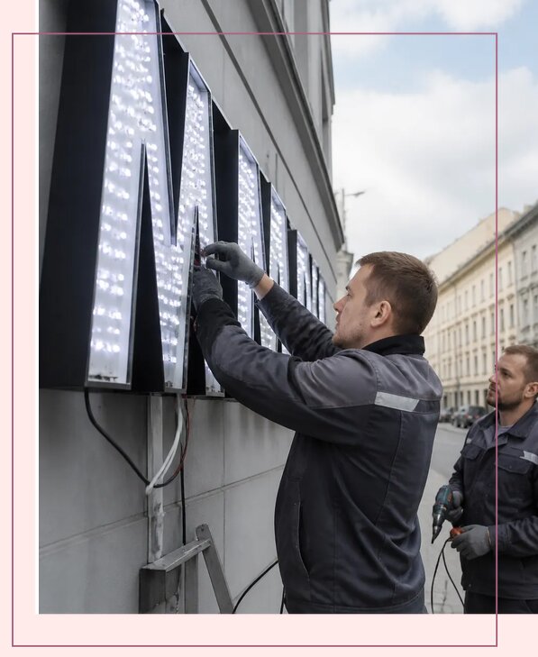 Изготовление и монтаж светодиодных LED вывесок в Соликамске